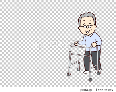 Moving around using a walker (copy space available) 136686465