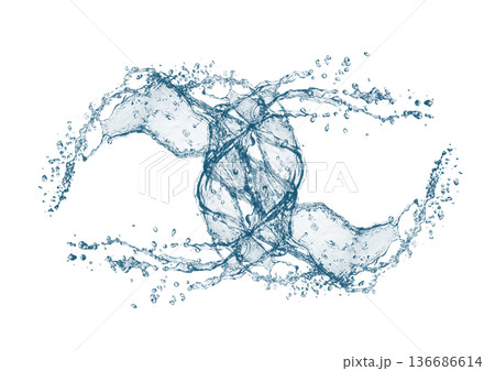 抽象的な青い水しぶきの3dイラスト 136686614