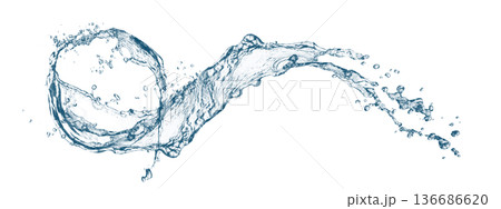 抽象的な青い水しぶきの3dイラスト 抽象的な青い水しぶきの3dイラスト 136686620