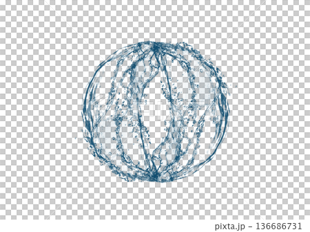 抽象藍色水濺的 3d 插圖 136686731