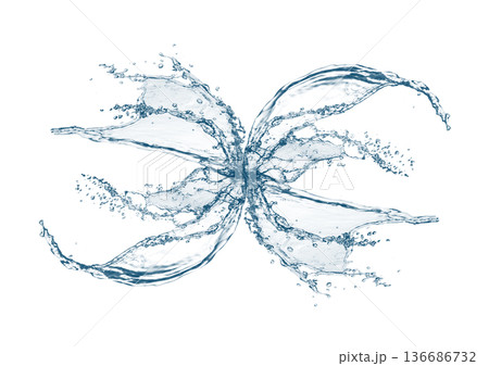 抽象的な青い水しぶきの3dイラスト 136686732