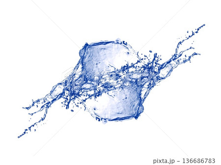 抽象的な青い水しぶき 抽象的な青い水しぶき 136686783