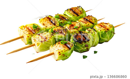 屋台風 焼きキャベツ串（野菜串焼き）のイラスト 136686860