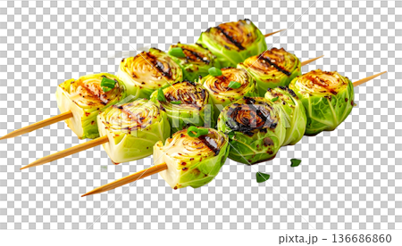 街頭風味烤高麗菜串（烤蔬菜串）示意圖 136686860
