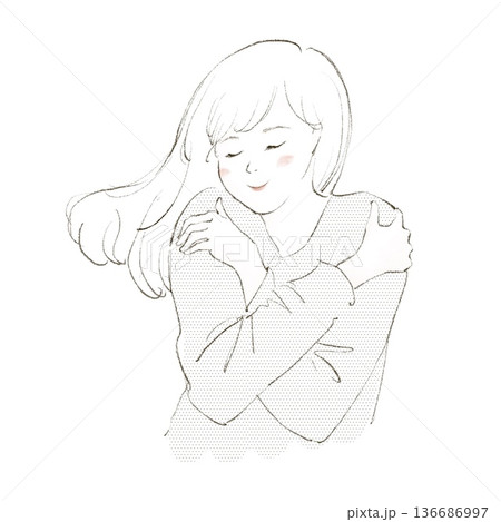 セルフハグをする女性 136686997