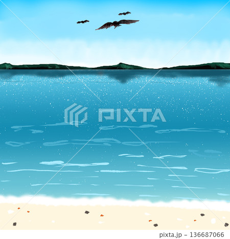 青い海と空のイラスト 青い海と空のイラスト 136687066