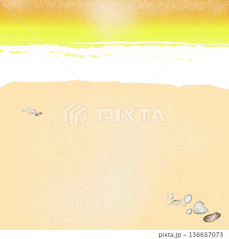 砂浜とビーチのイラスト（朝焼け） 136687073