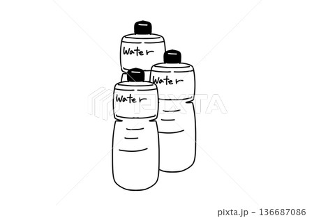 手書きのペットボトルの水のイラスト 防災備蓄と水分補給 ベクター素材 手書きのペットボトルの水のイラスト 防災備蓄と水分補給 ベクター素材 136687086