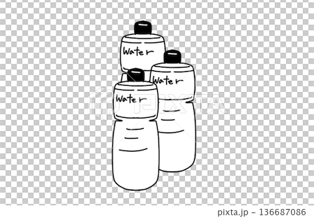 手書きのペットボトルの水のイラスト 防災備蓄と水分補給 ベクター素材 手書きのペットボトルの水のイラスト 防災備蓄と水分補給 ベクター素材 136687086