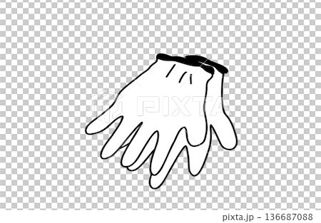 手繪工作手套插圖，包括工作手套和防災用品，向量圖 136687088