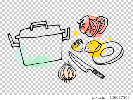 スケッチ風イラスト　料理のイメージ　家庭料理 136687503