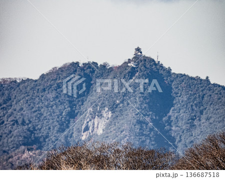 木曽川犬山緑地から見た金華山と岐阜城の見える景色 136687518