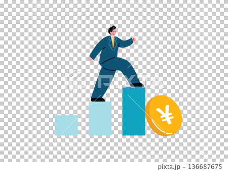 A male office worker who improves performance and earns money A male office worker who improves performance and earns money 136687675