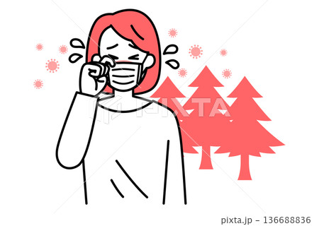 花粉症がつらい若い女性 136688836