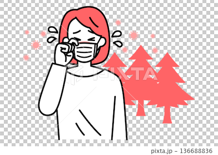花粉症がつらい若い女性 136688836