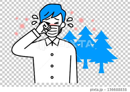 花粉症がつらい若い男性 136688838