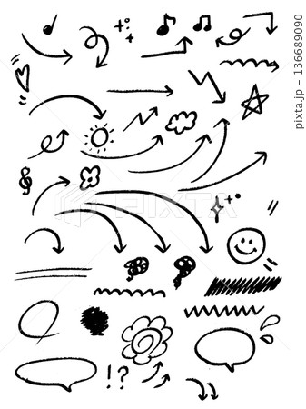 シンプルな手描き矢印素材セット シンプルな手描き矢印素材セット 136689090