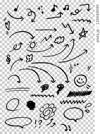 シンプルな手描き矢印素材セット シンプルな手描き矢印素材セット 136689090