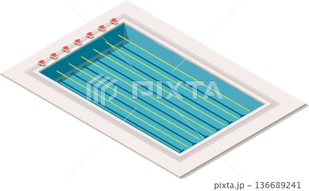 Isometric olympic swimming pool illustration Isometric olympic swimming pool illustration 136689241