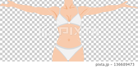 Illustration of a woman who succeeded in dieting Illustration of a woman who succeeded in dieting 136689473