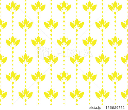 Flower geometric pattern. Seamless vector background. White and yellow ornament 136689731