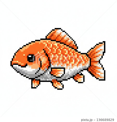 金魚が泳いでいるイラスト　ドット 136689829