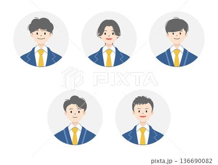 男子高生のアイコンセット|丸 男子高生のアイコンセット|丸 136690082