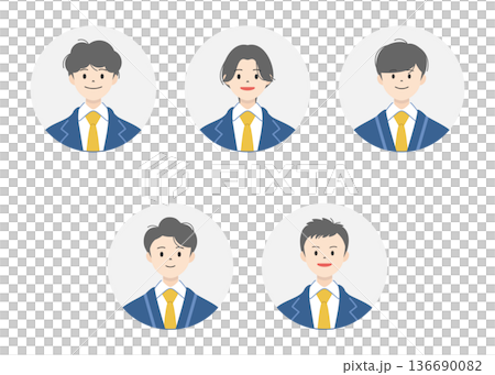 男子高生のアイコンセット|丸 男子高生のアイコンセット|丸 136690082