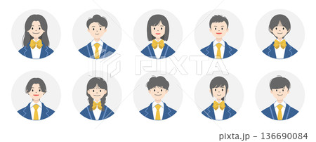 高校生のアイコンセット｜丸 136690084