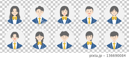 High school student icon set | Circle High school student icon set | Circle 136690084