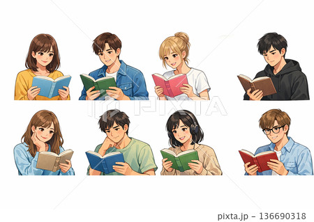 読書をする若い男女 136690318