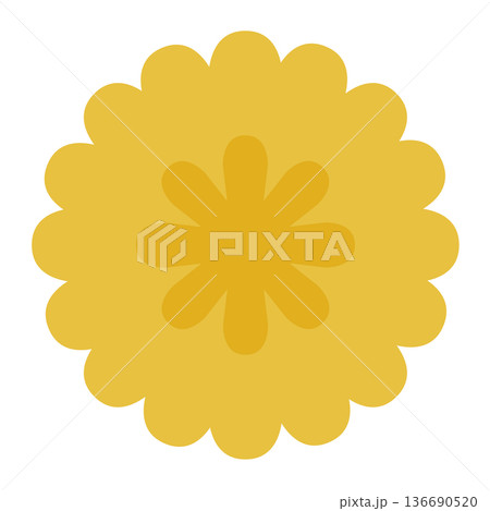 真上俯瞰の簡易的でシンプルな黄色い北欧風タンポポのベクターイラストアイコン 136690520
