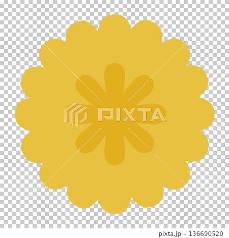 真上俯瞰の簡易的でシンプルな黄色い北欧風タンポポのベクターイラストアイコン 136690520