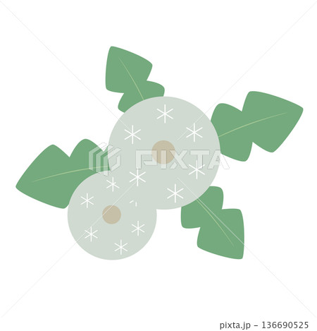 真上俯瞰の簡易的でシンプルな北欧風白いタンポポの綿毛ベクターイラストアイコン 136690525