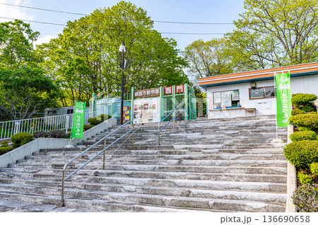 北海道釧路市　晴天の釧路市動物園（西門入口） 136690658