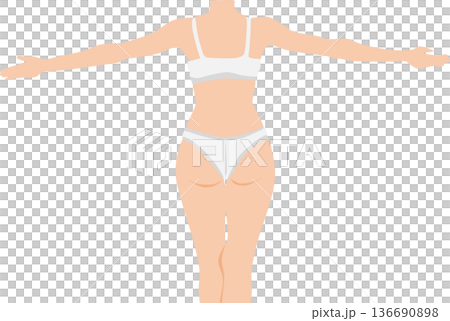 ダイエットに成功した女性のイラスト 136690898