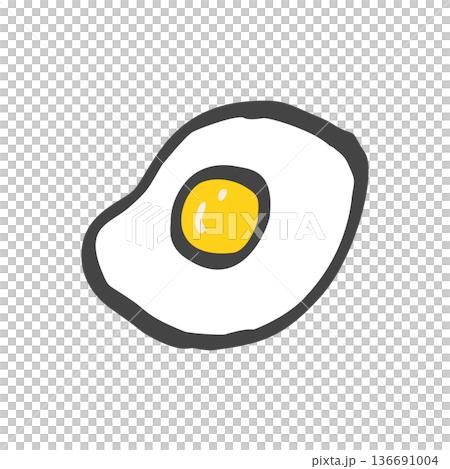 Simple fried egg hand-drawn icon illustration that can be used for POP illustrations Simple fried egg hand-drawn icon illustration that can be used for POP illustrations 136691004