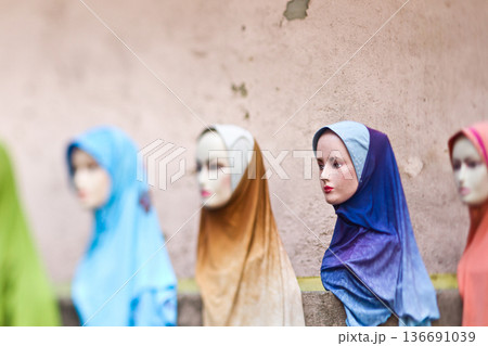 Hijab for sale in a Market in Kuala Lumpur 136691039