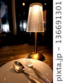 lamp in dark room of luxury restaurant 136691301