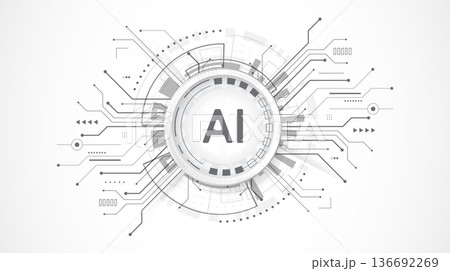 Artificial intelligence chipset on circuit board in futuristic concept technology artwork for web, banner, card, cover. Vector illustration 136692269