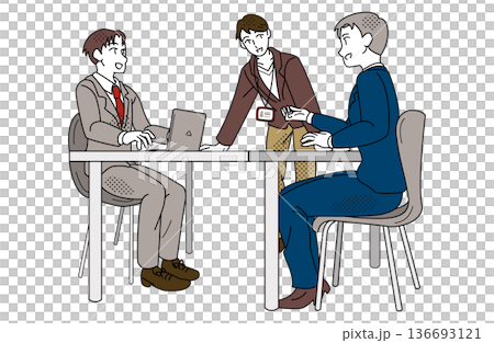 男性商務團隊會議場景插圖 136693121