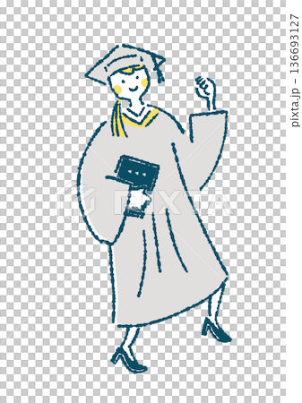 圖:一位身穿學位服的女子高興地揮舞著拳頭。 圖:一位身穿學位服的女子高興地揮舞著拳頭。 136693127