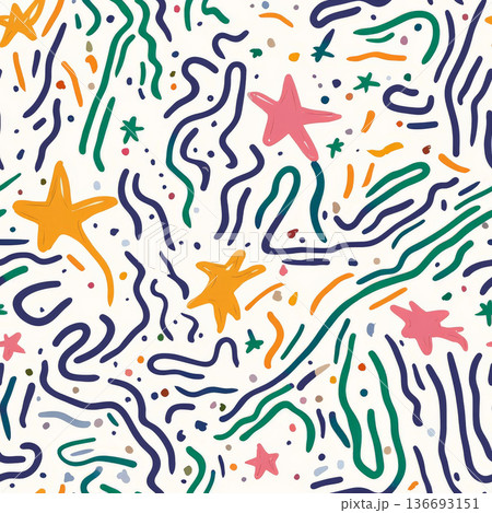 A funky and spontaneous pattern of squiggly...のイラスト素材 [136693151] - PIXTA
