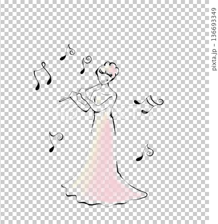 A woman blowing a flute 136693349