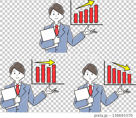 Businessman graph, analysis illustration set 136693370