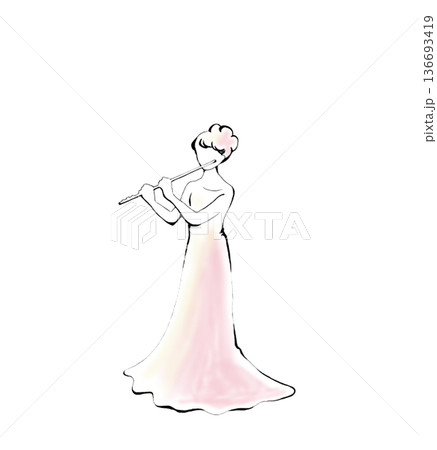 フルートを吹く女性 136693419