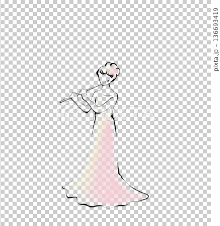 フルートを吹く女性 136693419
