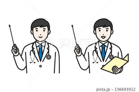 指示棒で説明する男性医師 136693912