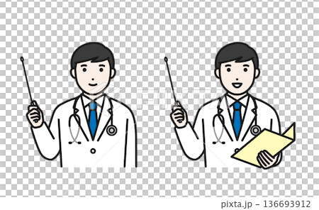 指示棒で説明する男性医師 136693912