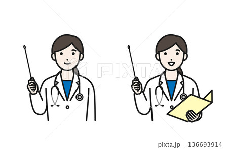 指示棒で説明する女性医師 136693914